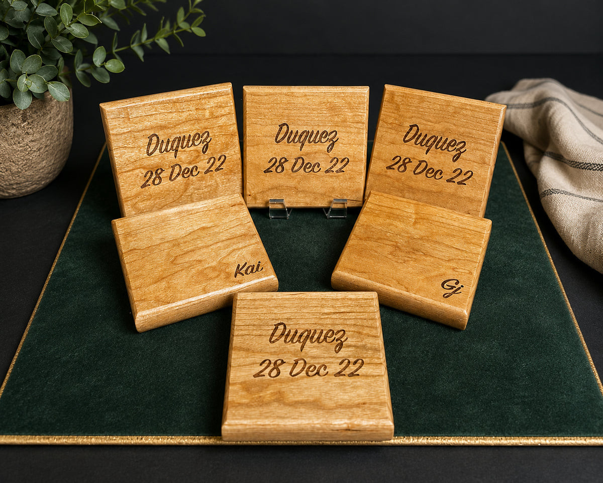 Wedding Gift Set - Cutting Board + Coasters