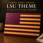 LSU Flag Face Grain Cutting Board-XL