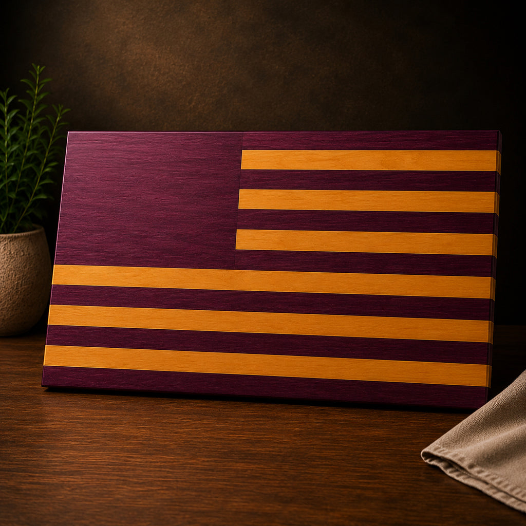 LSU Flag Face Grain Cutting Board-XL