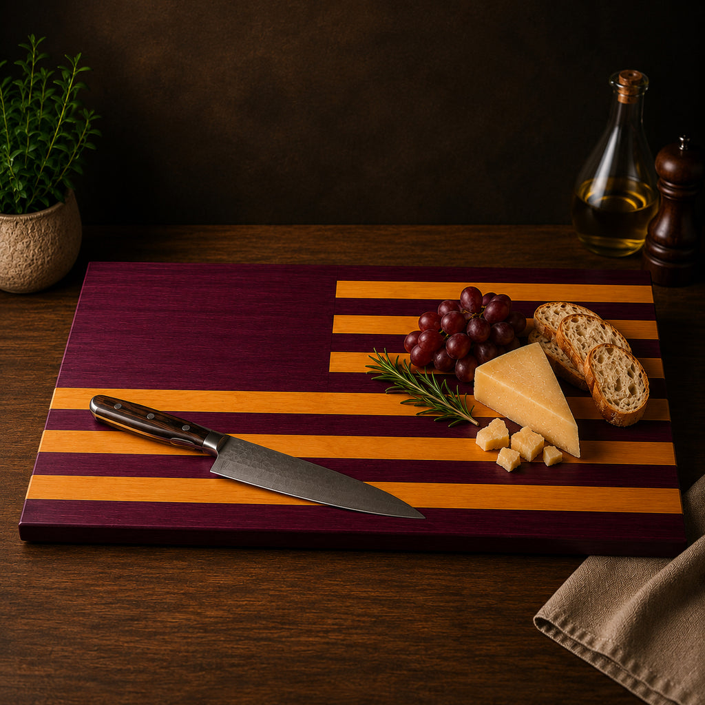 LSU Flag Face Grain Cutting Board-XL