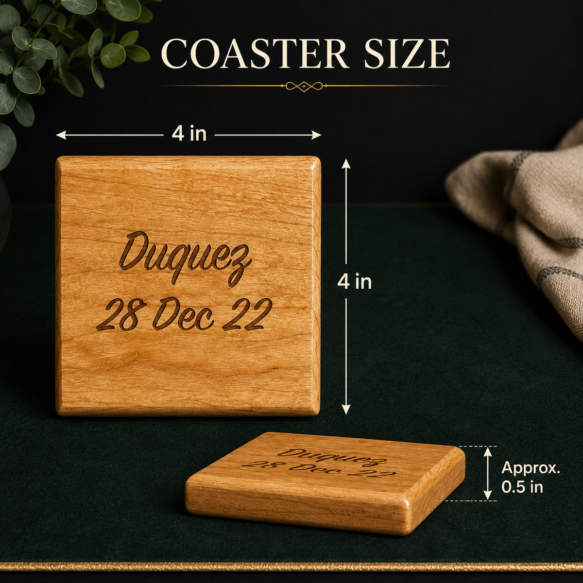 Wedding Gift Set - Cutting Board + Coasters