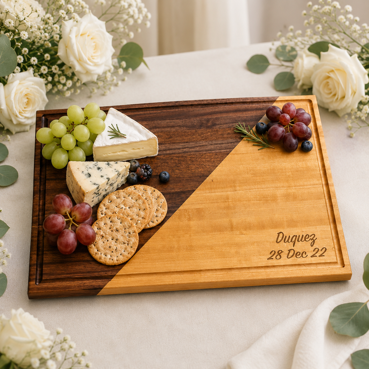 Wedding Gift Set - Cutting Board + Coasters